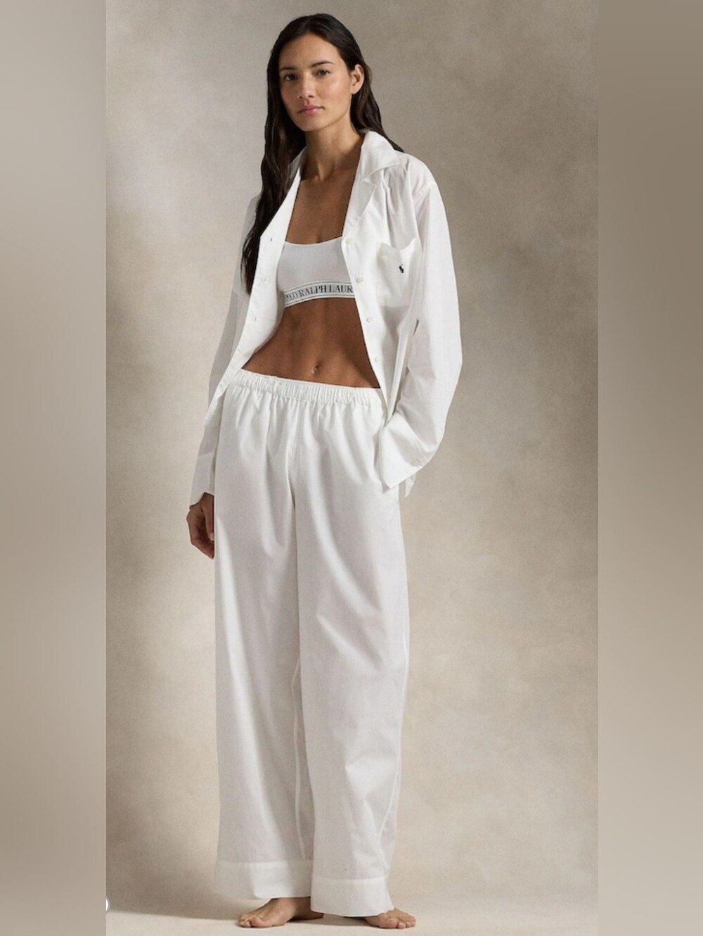Polo Ralph Lauren White Cloud Long Sleeve Pyjama Set S